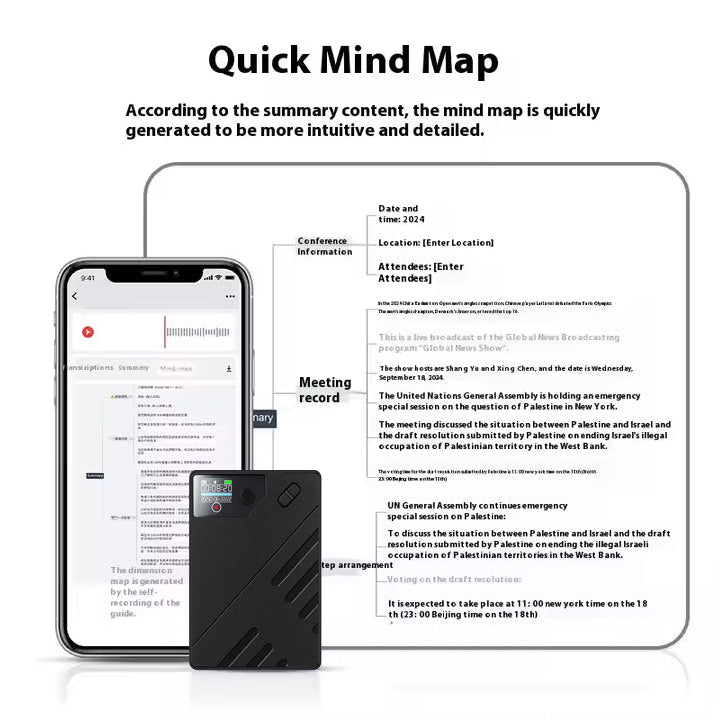 UMEVO Note - 磁気AIボイスレコーダー - 正確な翻訳とスマートな要約
