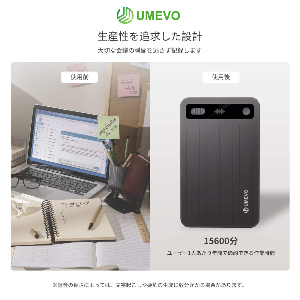 UMEVO Note Plus - AIボイスレコーダー：音声文字起こしと要約