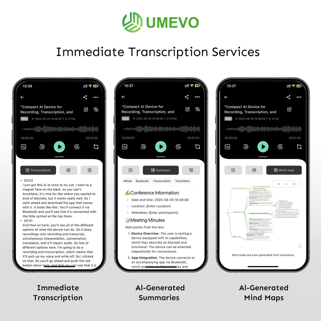 UMEVO Note Plus - AI Voice Recorder: Voice Transcription & Summary